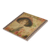 Französische Postkarten-Keramik Fliese (Seite)