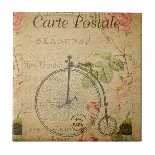 Französische Postkarten-Keramik Fliese (Vorderseite)