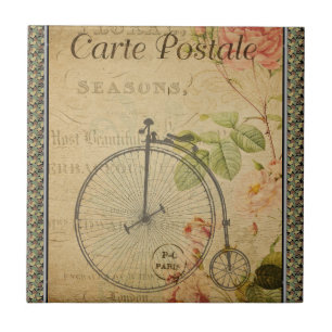 Französische Postkarten-Keramik Fliese