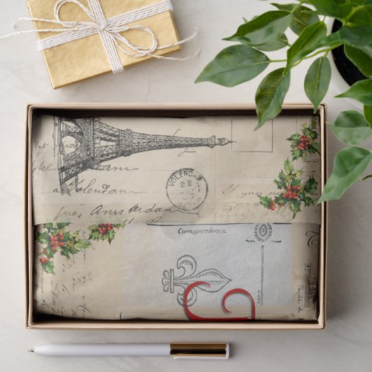 Französische Postkarten - Weihnachtszettel Seidenpapier (Geschenk)