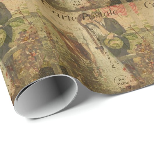 Französische Postkartenverpackungspapier Geschenkpapier (Rolleneckpunkt)
