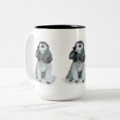 "FRANZÖSISCHE PUDEL-TASSE " ZWEIFARBIGE TASSE (Vorderseite Links)