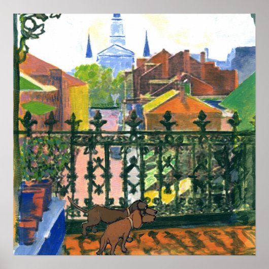 Französische Quarter Balcony Dackel 2 Poster (Vorne)