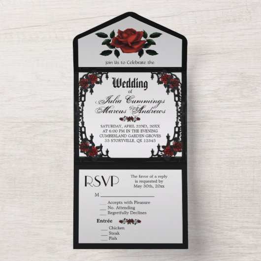 Französische Quarter Gothic Silver Wedding Einladu All In One Einladung (Innen Boden)