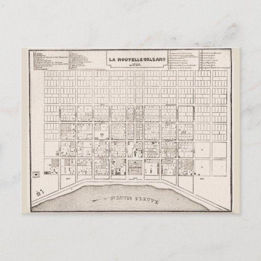 Französische Quarter MAP 1735 Postkarte (Vorderseite)