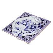 Französische Quatrefolie Gerahmt Blue Birds Antiqu Fliese (Seite)