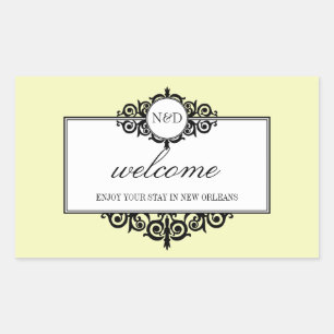 Französische Rahmen ecru Monogramm aus Stadtgesche Rechteckiger Aufkleber