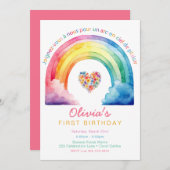 Französische Regenbogen 1. Geburtstag Einladung (Vorne/Hinten)