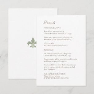 Französische Regency Green Lilie Wedding Details Begleitkarte