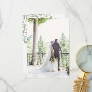 Französische Regency Green Lilie Wedding Foto Dankeskarte