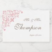 Französische Regency Pink Lilie Gastgeschenk Hochz Schaumweinetikett (Einzelnes Label)