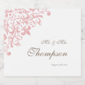 Französische Regency Pink-Lilie Hochzeitsempfang Schaumweinetikett (Einzelnes Label)