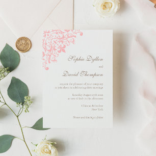 Französische Regency Pink Lilie Pattern Einladung