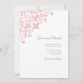 Französische Regency Pink Lilie Pattern Wedding Dankeskarte (Rückseite)