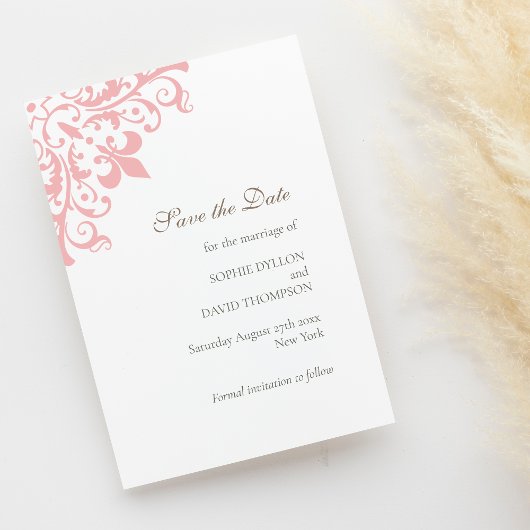 Französische Regency Pink Lilie Pattern Wedding Save The Date