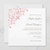 Französische Regency Pink Lilie Square Einladung (Vorderseite)