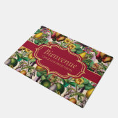 Französische Retro Floral Bienvenue Doormat Fußmatte (Schrägansicht)