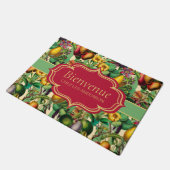 Französische Retro Floral Bienvenue Doormat Fußmatte (Schrägansicht)