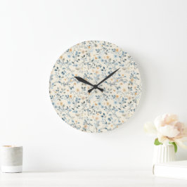 Französische Retro-Frühlings-Botanik-Blumen-Wanduh Große Wanduhr