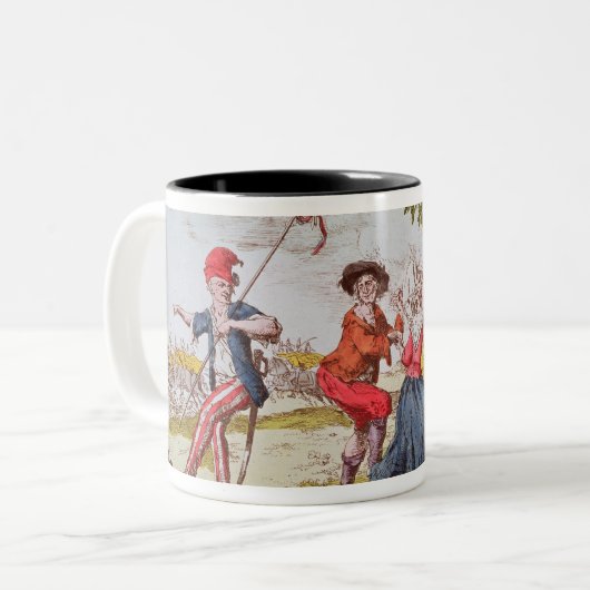 Französische Revolutionäre, die das carmagnole Zweifarbige Tasse (Vorderseite Links)