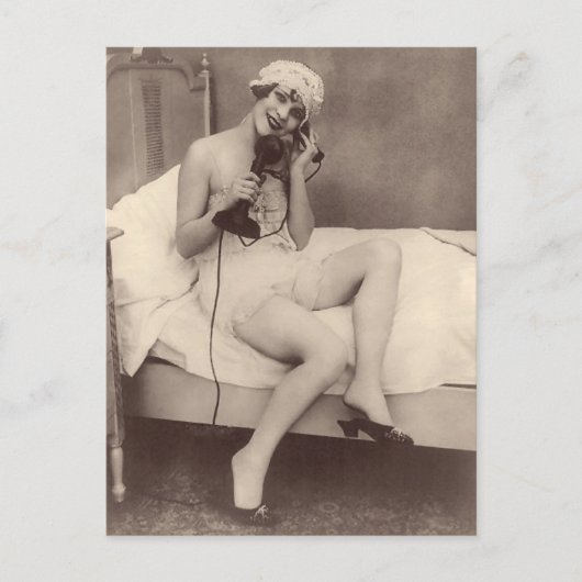 Französische Risqué Niedliche 1920er Flapper Girl  Postkarte (Vorderseite)