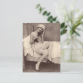 Französische Risqué Niedliche 1920er Flapper Girl  Postkarte (Stehend Vorderseite)