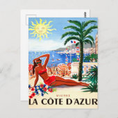 Französische Riviera, Bikini Girl am Strand, Frank Postkarte (Vorne/Hinten)