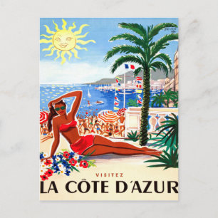 Französische Riviera, Bikini-Mädchen am Strand, Fr Postkarte