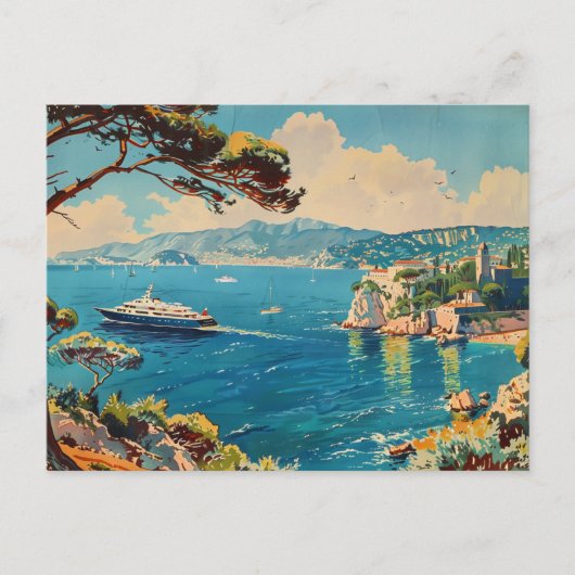 Französische Riviera, Frankreich Art Deco Postkarte (Vorderseite)