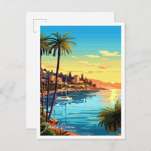 Französische Riviera Frankreich Vintage Illustrati Postkarte (Vorne/Hinten)