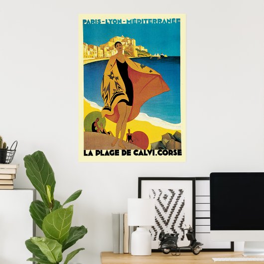 Französische Riviera La Plage De Calvi Corse Poster (Heimbüro)