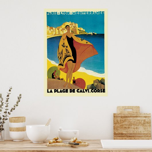 Französische Riviera La Plage De Calvi Corse Poster (Küche)