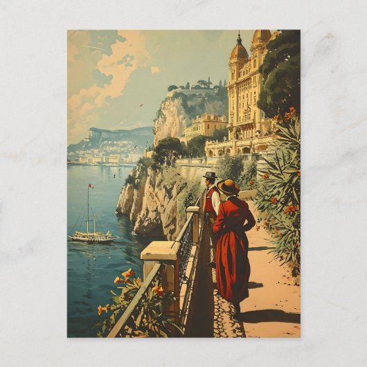 Französische Riviera Promenade: Vintage Postkarte (Vorderseite)