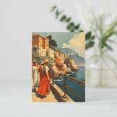 Französische Riviera Promenade: Vintage Postkarte (Stehend Vorderseite)
