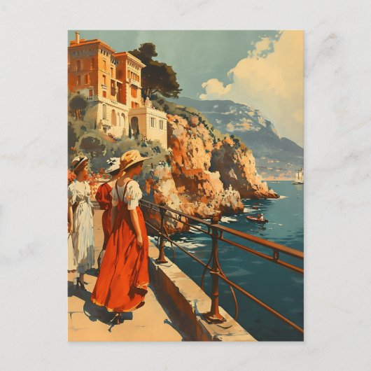 Französische Riviera Promenade: Vintage Postkarte (Vorderseite)