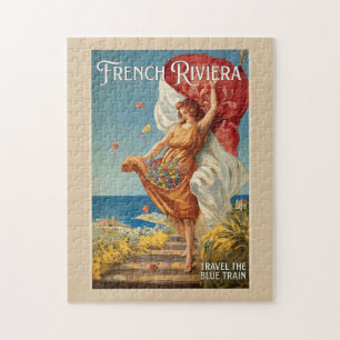 Französische Riviera Reiseplakat Puzzle