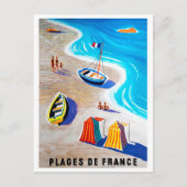 Französische Riviera, Strandbesucher, Fischerboote Postkarte (Vorderseite)