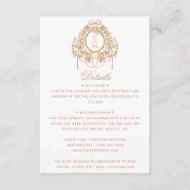 Französische Rococo-Rosen-Monogramm-Hochzeit Begleitkarte