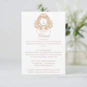 Französische Rococo-Rosen-Monogramm-Hochzeit Begleitkarte (Stehend Vorderseite)