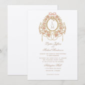 Französische Rococo-Rosen-Monogramm-Hochzeit Einladung (Vorne/Hinten)