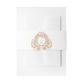 Französische Rococo-Rosen-Monogramm-Hochzeit Einladungsbanderole