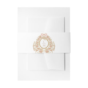 Französische Rococo-Rosen-Monogramm-Hochzeit Einladungsbanderole