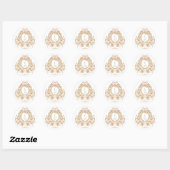 Französische Rococo-Rosen-Monogramm-Hochzeit Runder Aufkleber (Blatt)