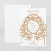 Französische Rococo-Rosen-Monogramm-Hochzeit Save The Date (Vorne/Hinten)