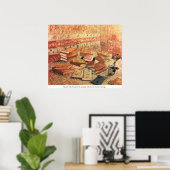 Französische Romane und Glas mit Rose - van Gogh Poster (Heimbüro)
