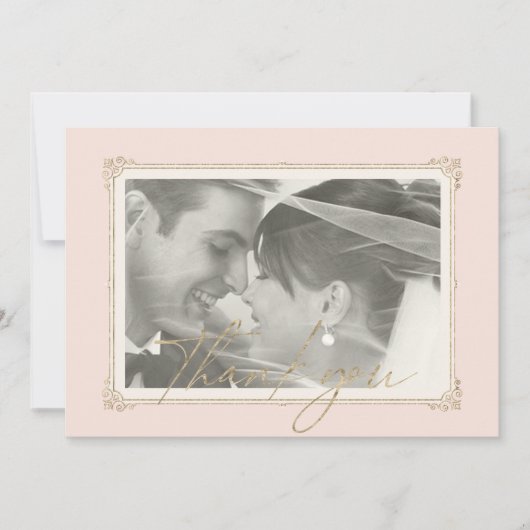 Französische Romantik Hochzeit Danke Blush ID870 (Vorderseite)