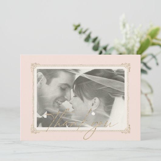 Französische Romantik Hochzeit Danke Blush ID870 (Stehend Vorderseite)