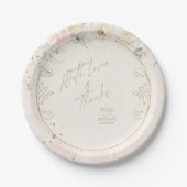 Französische Romantik Hochzeitflorrahmen Blush ID8 Pappteller (Vorderseite)