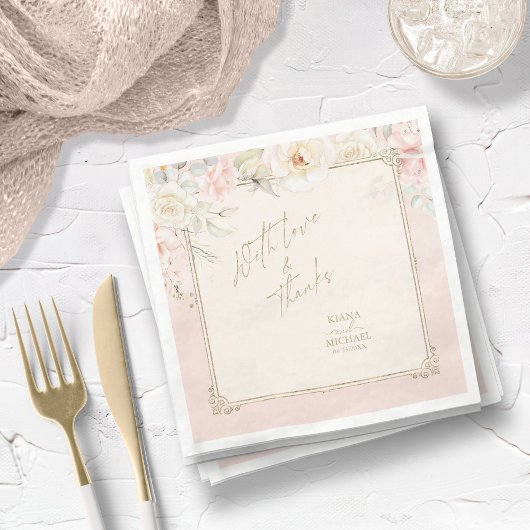 Französische Romantik Hochzeitflorrahmen Blush ID8 Serviette