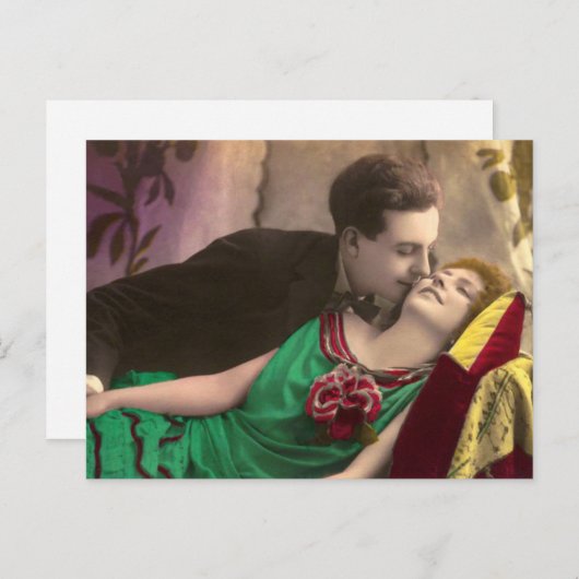 Französische Romantische Liebe Couple Vintag Postkarte (Vorne/Hinten)